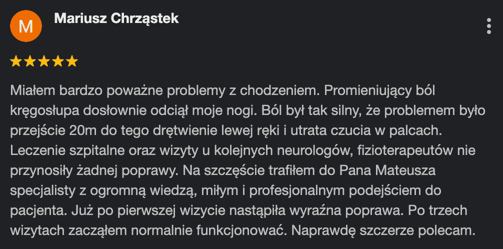 stenoza lędźwiowa mariusz chrząstek opinia